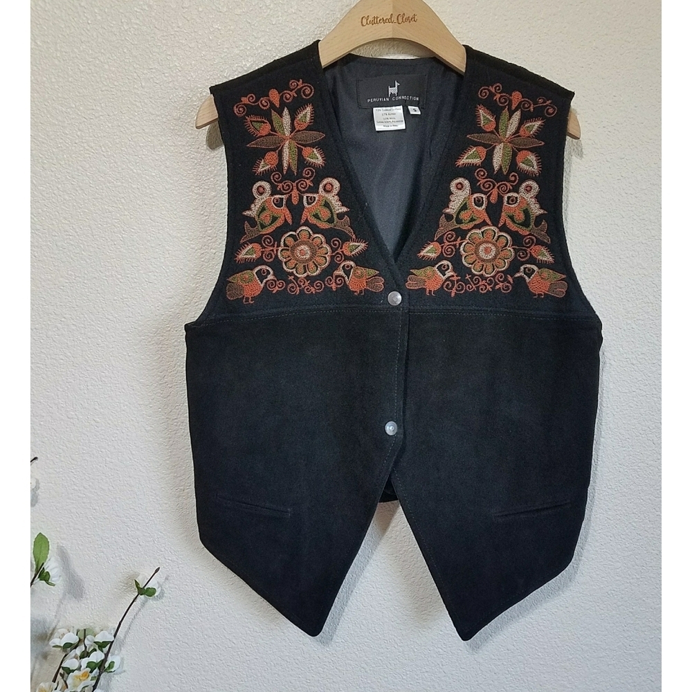 Peruvian Connection Embroidered Suede Vest